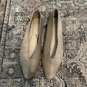 H&M Ballet Flats Faux Suede Faux Leather, Two-Tone Tan